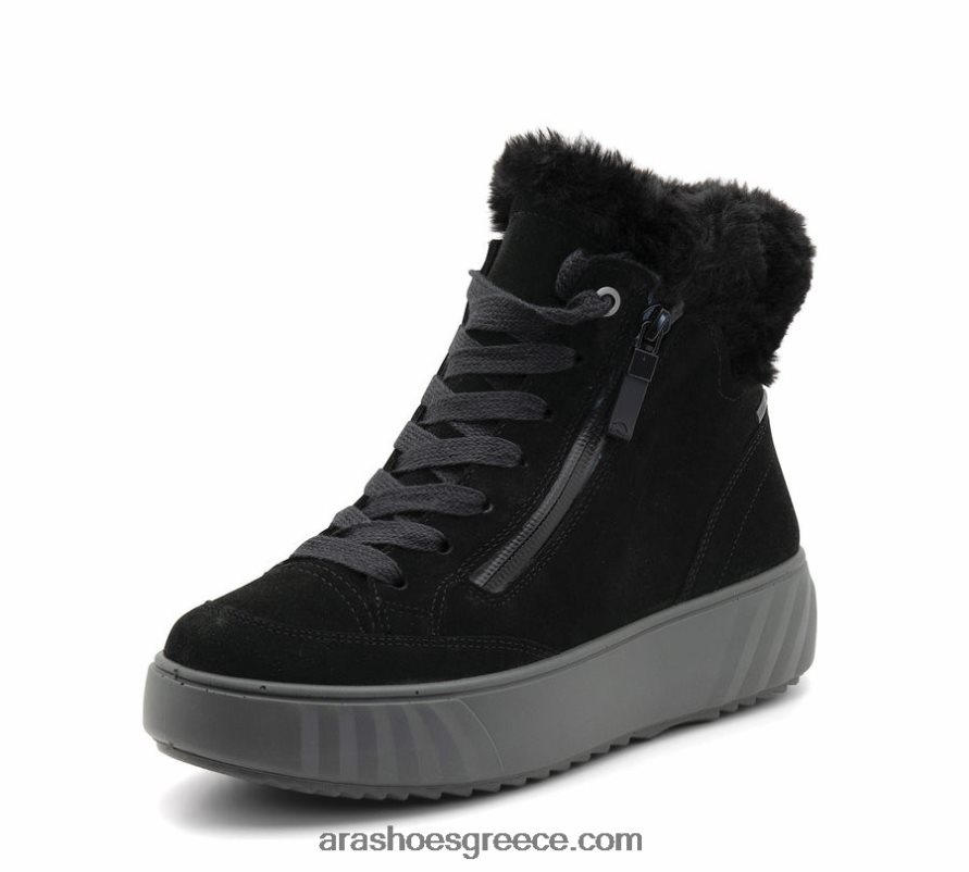 ara Shoes mikayla γυναικείο μποτάκι από ψεύτικη γούνα gore-tex με φερμουάρ  δαντέλα 66VNFL507