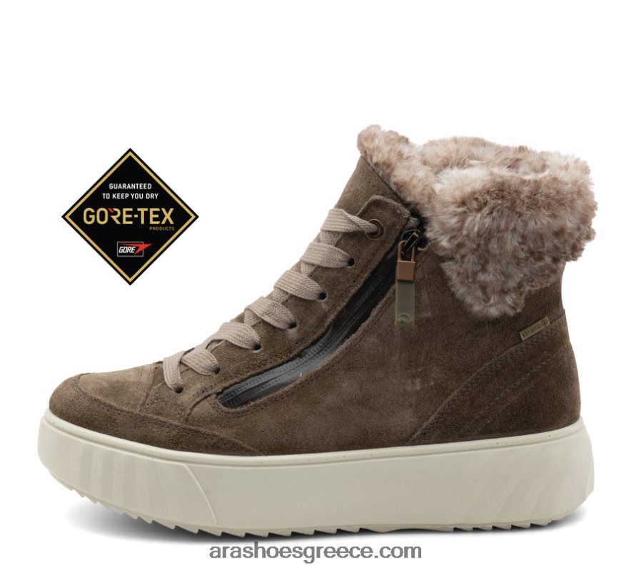 ara Shoes mikayla γυναικείο μποτάκι από ψεύτικη γούνα gore-tex με φερμουάρ & δαντέλα 66VNFL507