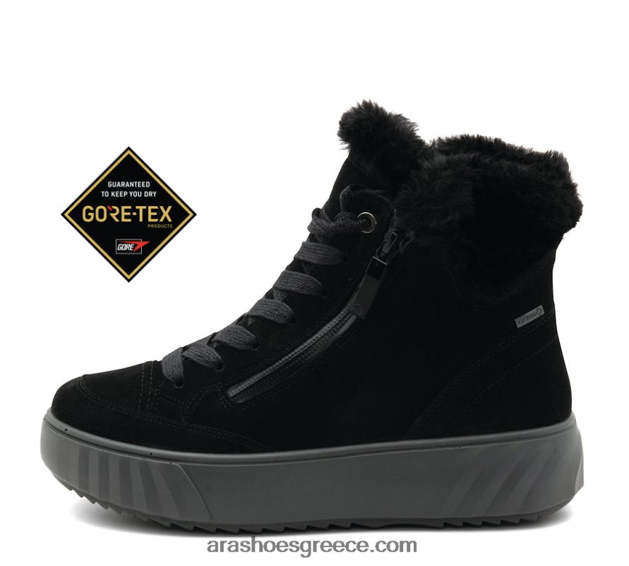 ara Shoes mikayla γυναικείο μποτάκι από ψεύτικη γούνα gore-tex με φερμουάρ & δαντέλα 66VNFL509